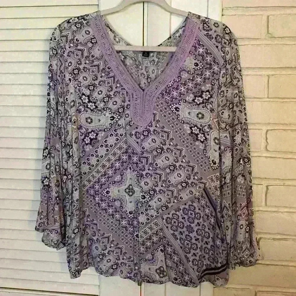 Zac & Rachel Boho Bell Sleeve Top Size XL - Picture 1 of 7